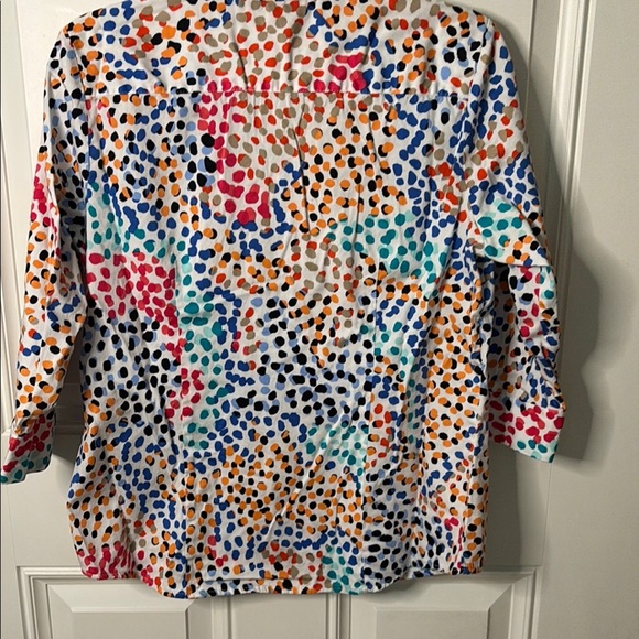 EUC Dana Buchman Multicolored Polka Dot Blouse - Picture 3 of 4